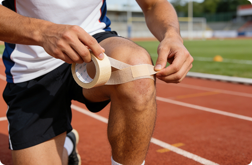 Curativo de primeiros socorros para lesões esportivas